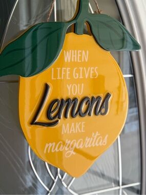 Yellow Lemon Wall Sign "When Life Gives You Lemons"